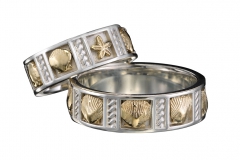 Sterling Silver and 14k Gold Braided Nautical Rings