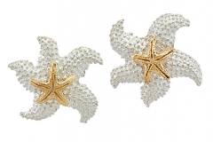 Sterling Silver and 14k Gold Starfish Earrings