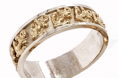Sterling silver and 14k gold anchor sea ring